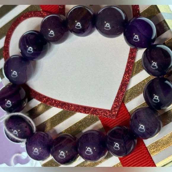 Purple Banded Agate 14mm Size 6.5 - Picture 4 of 4